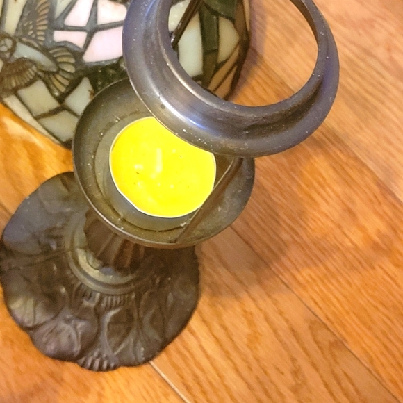 Tiffany vintage style glass bird stained tea candle holder lamp. - Picture 5 of 5
